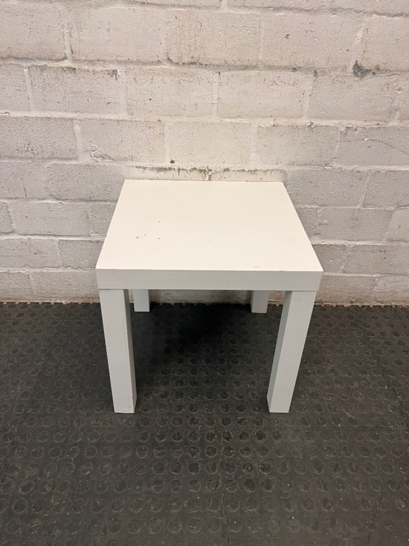 Square White Minimalist Side Table — Broken Parts and Damaged Legs