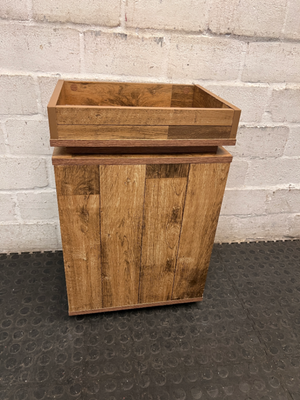 Wooden Grain Side Table with Tray Top