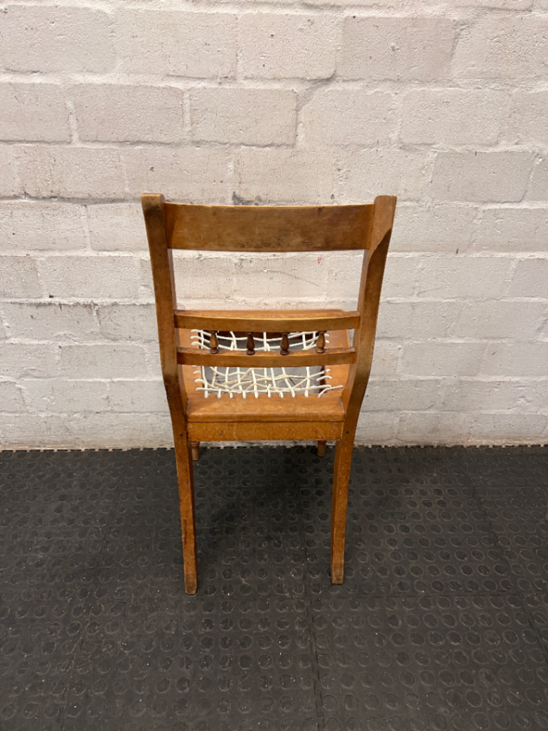 Vintage Wooden Dining Chair with Turned Detail — Damaged Riempie