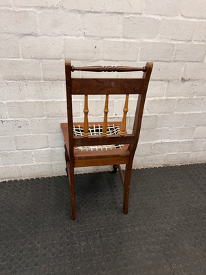 Vintage Dark Wood Dining Chair with Spindle Detail