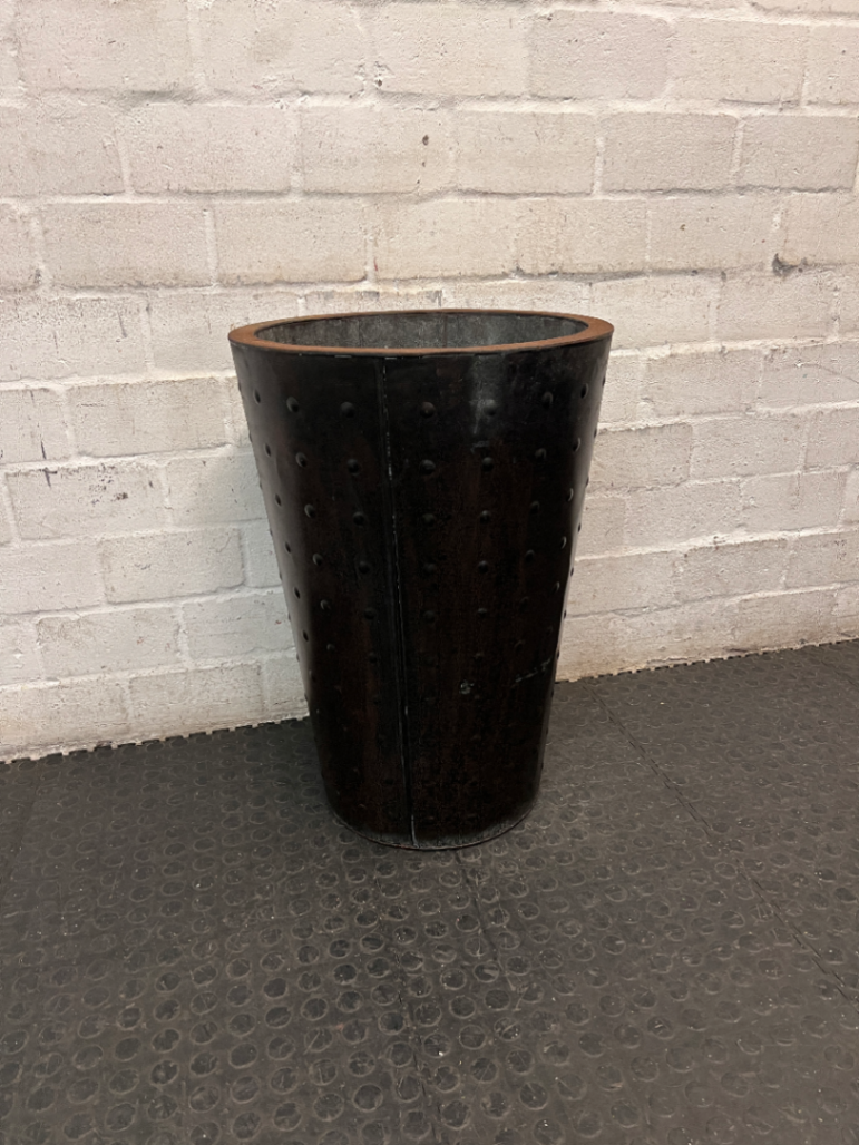 Tapered Studded Metal Plant Pot
