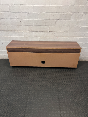 Dark Wood-Look TV Unit with Two Side Cupboards — Fair Condition with Visible Wear