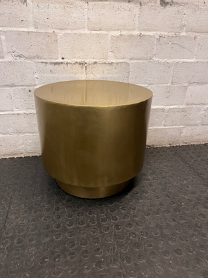 Round Gold Metallic Drum Side Table