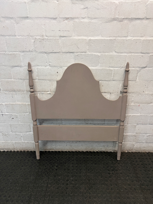 Grey Painted Single Headboard with Scalloped Top — Good Condition