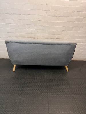 Grey Cotton 3 Seater Couch with Tapered Wood Legs — Spring Out; Functional Fair Condition