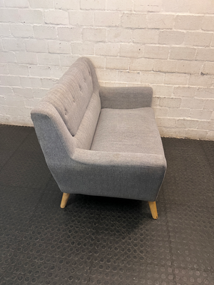 Grey Fabric 2 Seater Couch with Button Detail — Good Working Order