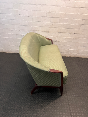 Vintage 2 Seater Couch in Patterned Green Fabric