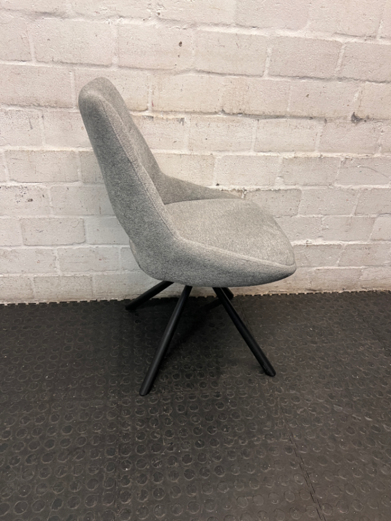 Decofurn Grey Fabric Dining Chair with Black Metal Legs — Good Working Order