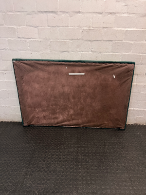 Button-Tufted Green Fabric Double Headboard — Damaged Structure and Broken Legs