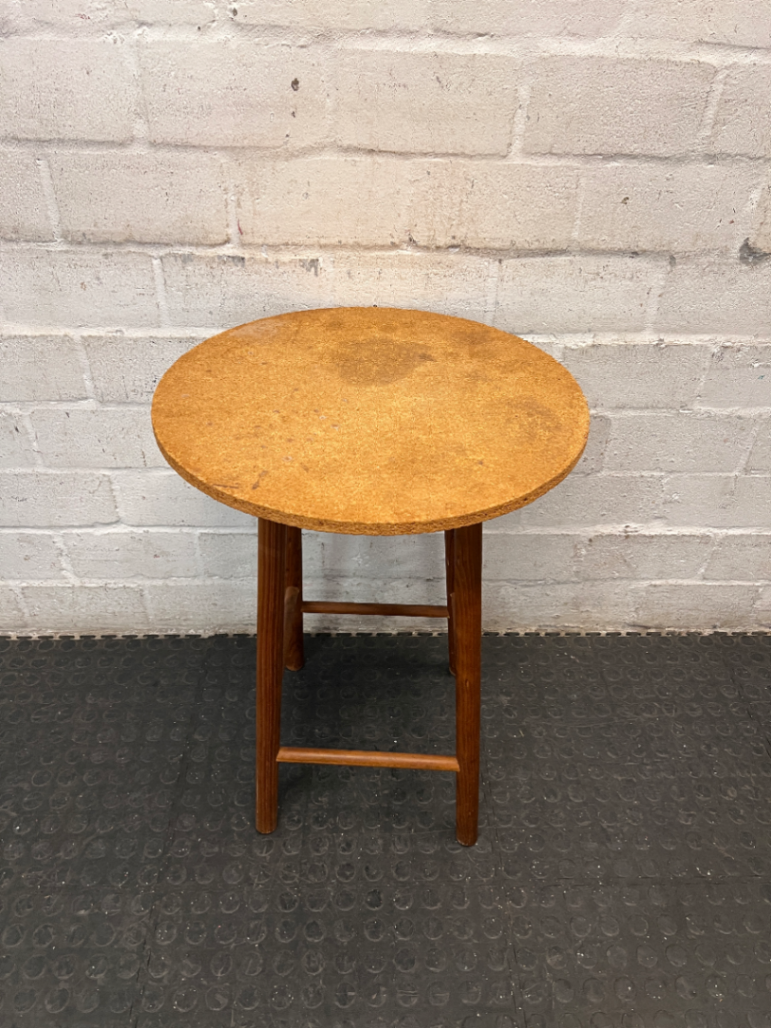 Round Wooden Tripod Side Table — Well Used Fair Condition
