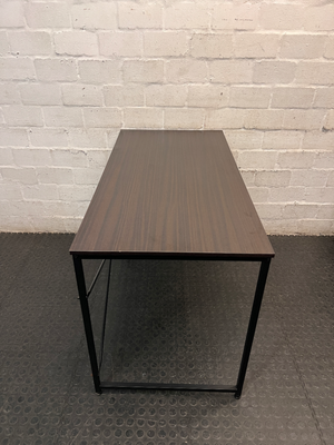 Dark Brown Melamine Office Desk with Black Metal Frame — Great Condition / Used for Six Months