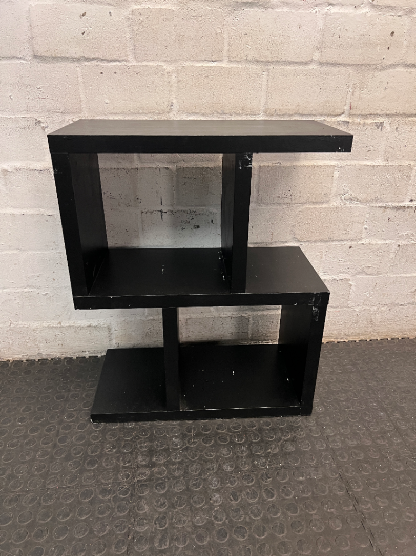 Geometric S-Shaped Shelving Unit in Black