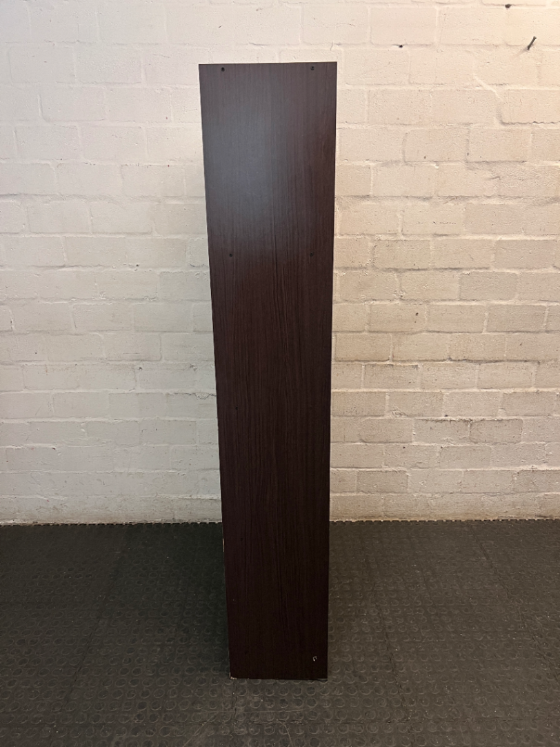 Dark Wood-Grain Laminate 8-Cubby Bookshelf — Good Working Order