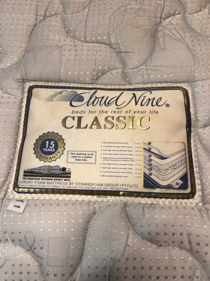 White Single Bed Base Set — Visible Staining on Mattress Top