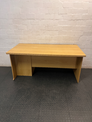 Light Oak Finish Office Desk with 3 Drawers — Good Used Condition