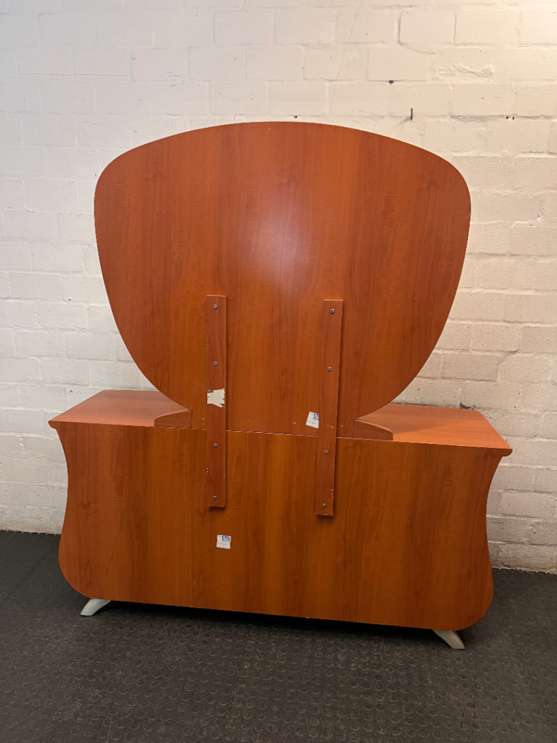 Curved Wooden Dressing Table with Large Mirror — Good Condition