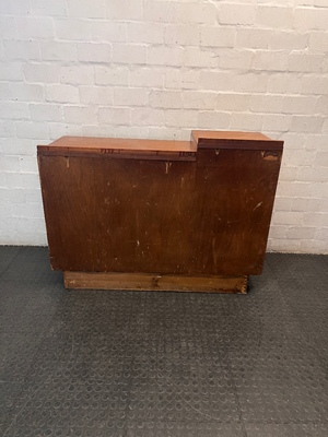 Tiered Wooden Sideboard with Glass Display Cabinet — Well Used with Visible Wear