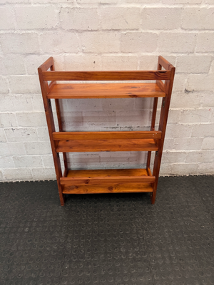 Foldable Three-Tier Wooden Bookshelf — Fair Used Condition