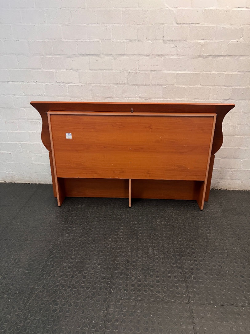 Curved Wood Grain Finish Headboard — Good Neat Condition