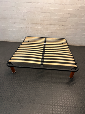Queen Metal Bed Frame with Wooden Slats