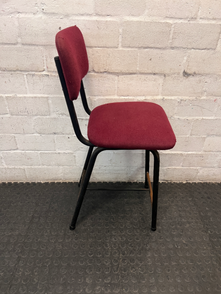 Burgundy Upholstered Bar Stool with Black Metal Frame