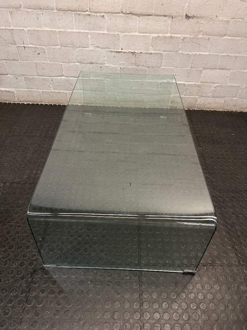 Curved Waterfall Glass Coffee Table — Good Condition
