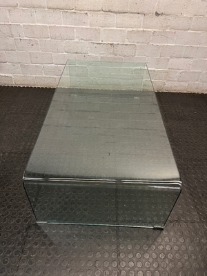 Curved Waterfall Glass Coffee Table — Good Condition
