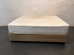 Queen Size Mattress and Gold Upholstered Base Set — Soft Feel with Loose Mattress Springs