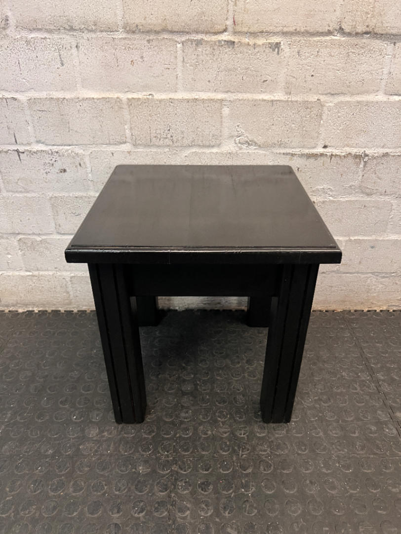 Sleek Black Square Wooden Stool