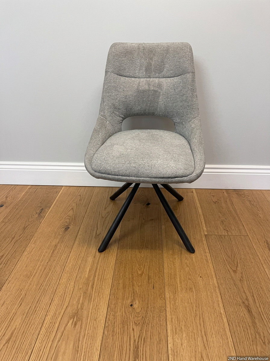 Decofurn Grey Fabric Dining Chair with Black Metal Legs — Good Working Order