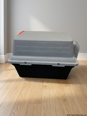 Two-Tone Plastic Dog Kennel with Textured Roof — Fair Used Condition