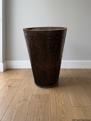 Studded Tapered Metal Planter Pot
