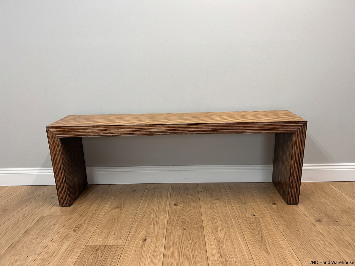Contemporary Layered Wood Console Table — Used; Fair Condition