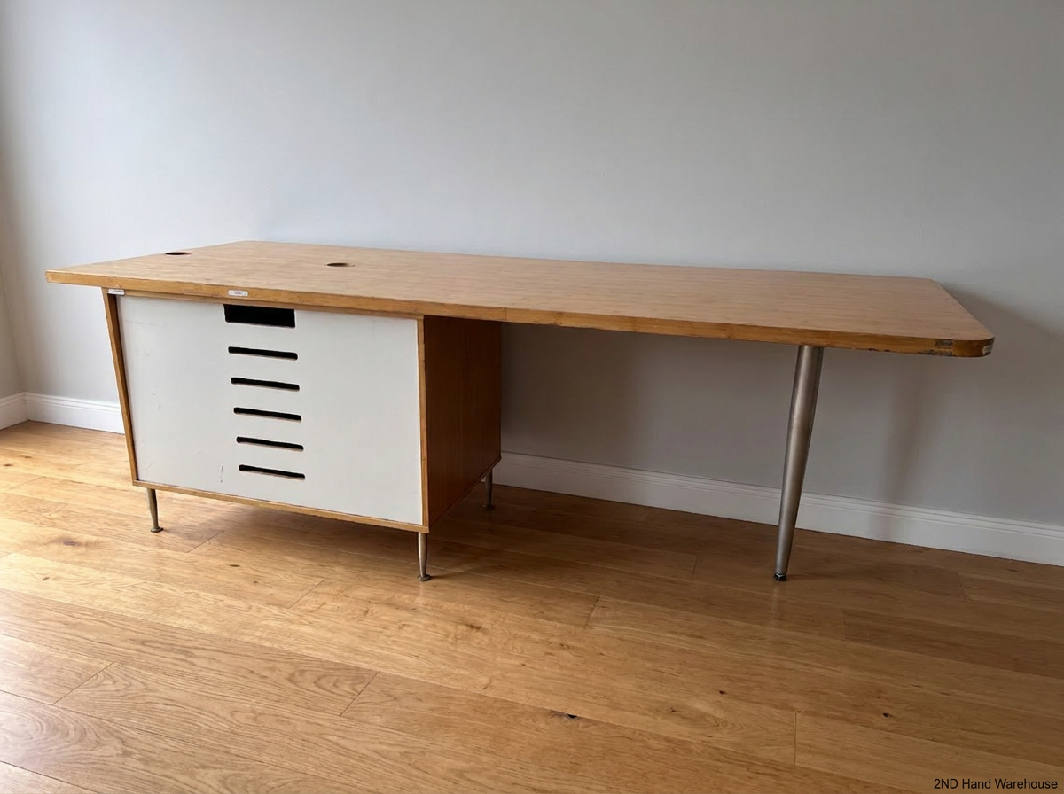 Desk Bottom Cabinet with Slatted Door — Needs Repair & Upkeep - 2ndhandwarehouse.com