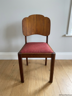 Vintage Wooden Dining Chair with Scalloped Backrest