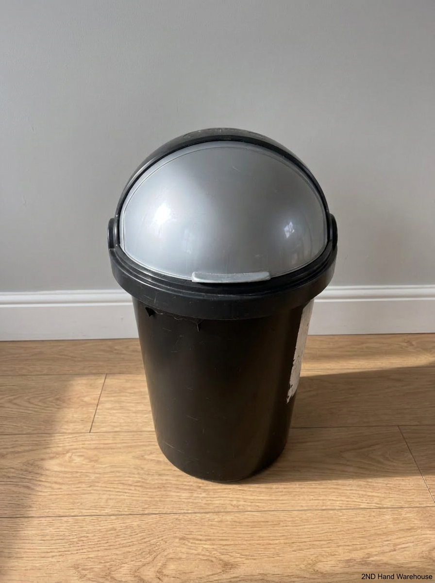 Black and Silver Flip-Lid Plastic Bin