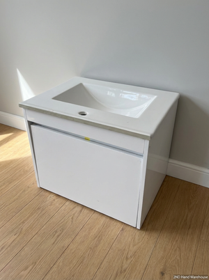 Modern White Ceramic Drop-In Bathroom Sink & Vanity Unit - 2ndhandwarehouse.com