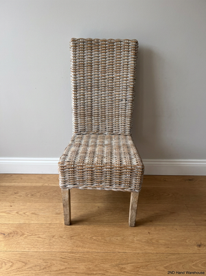 White-Washed Rattan High-Back Dining Chair — Good C - 2ndhandwarehouse.com