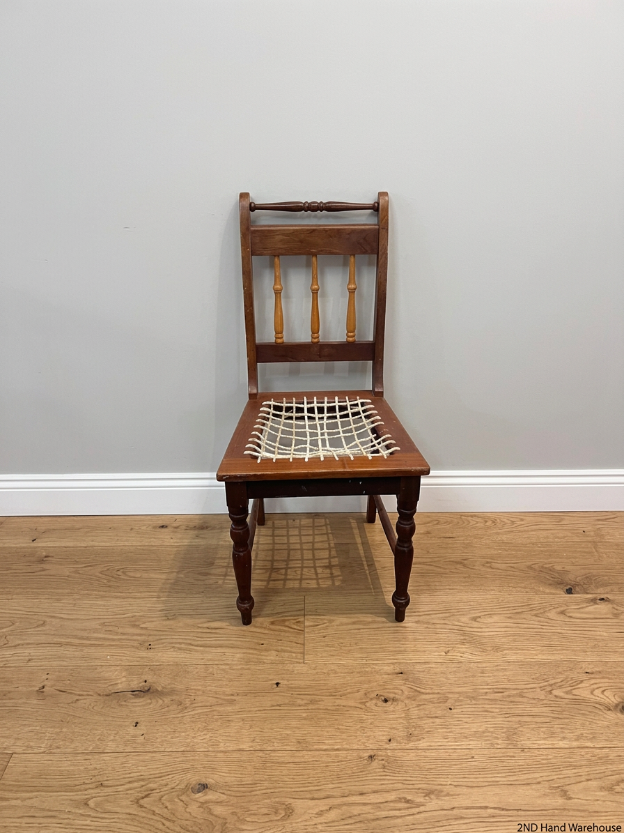Vintage Dark Wood Dining Chair with Spindle Detail