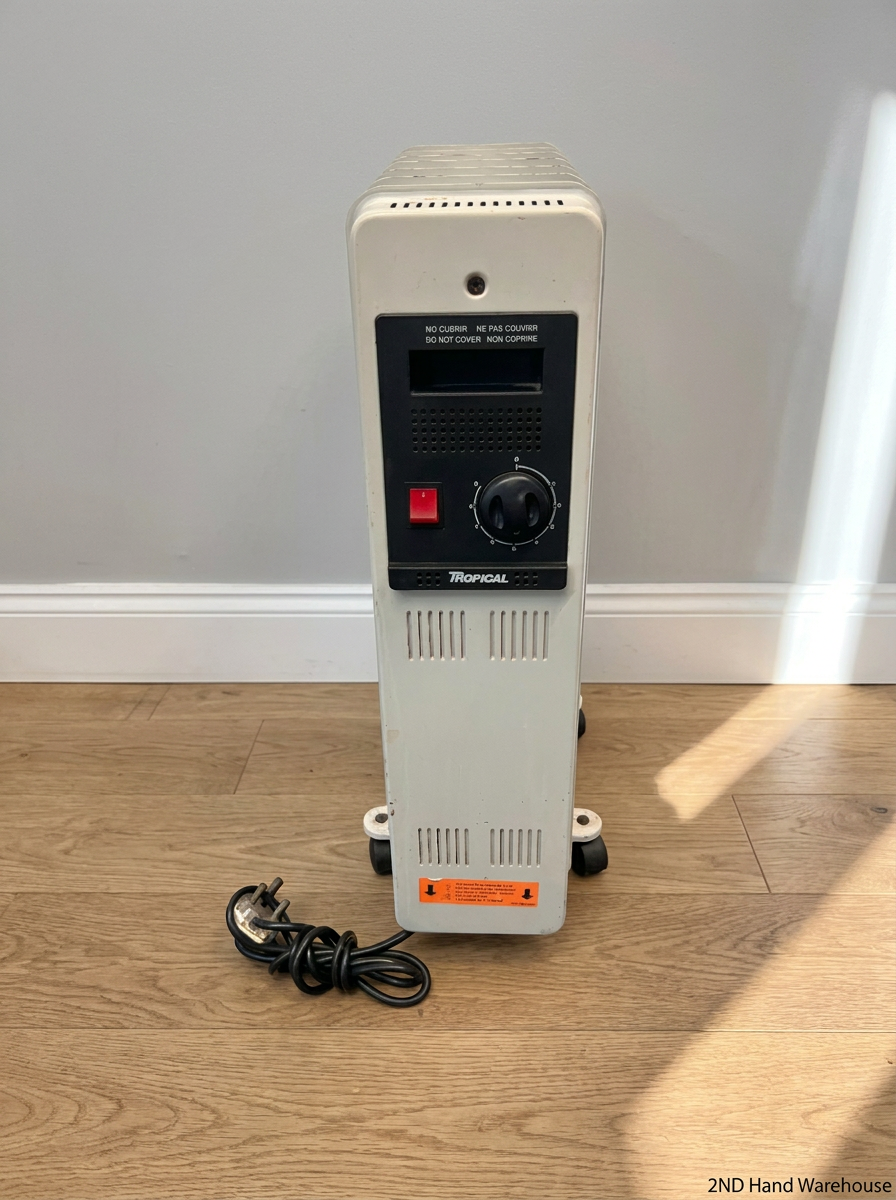 Tropical White Oil-Filled Heater with Castors — Good Working Order