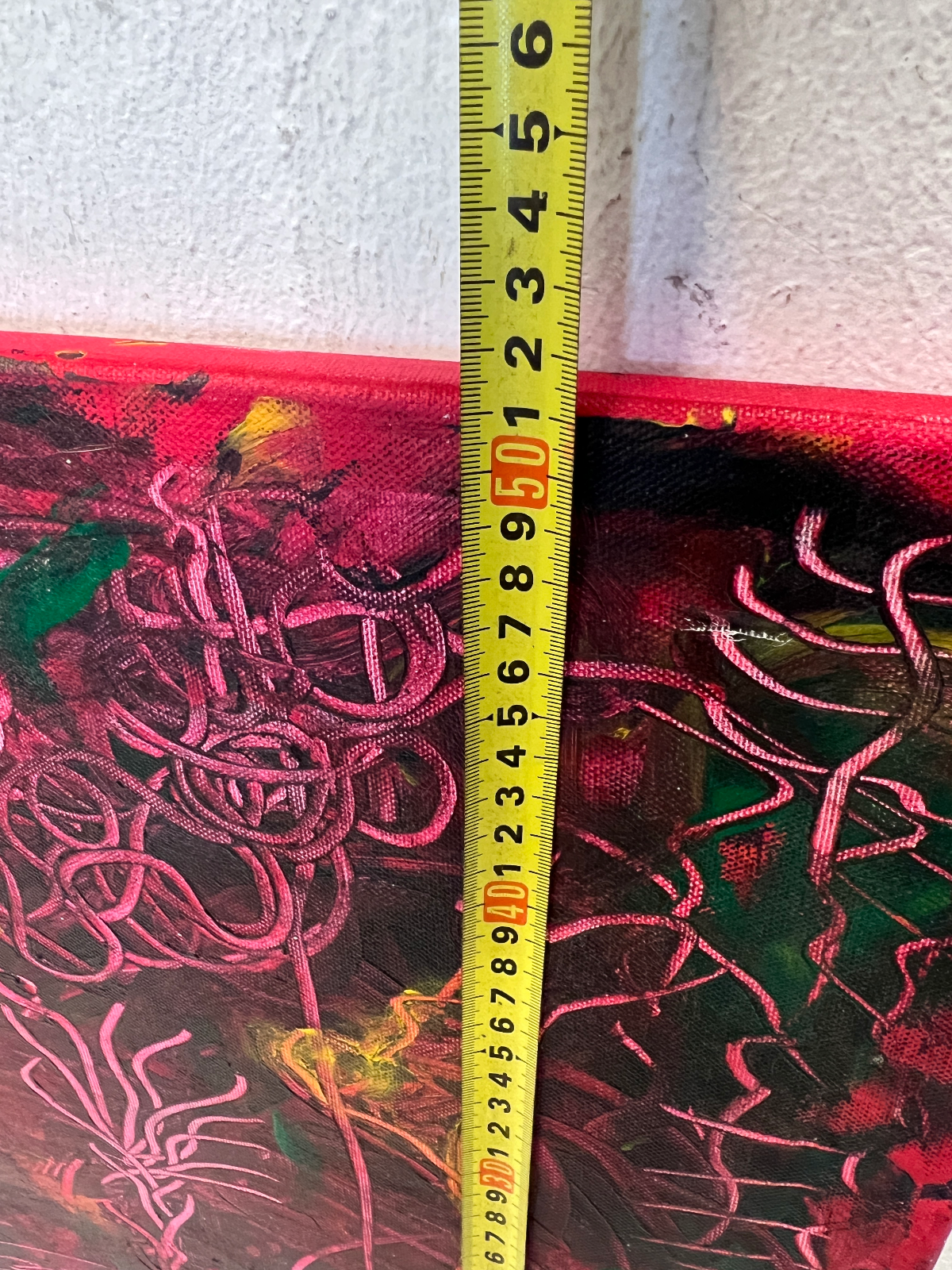 Vibrant Red Abstract Expressionist Canvas Wall Art (76cm x 51cm) - 2ndhandwarehouse.com