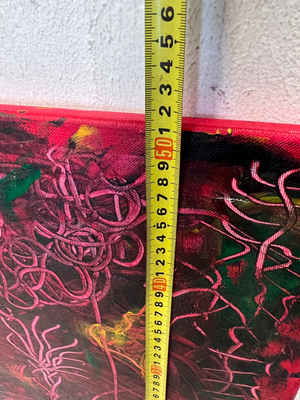 Vibrant Red Abstract Expressionist Canvas Wall Art (76cm x 51cm) - 2ndhandwarehouse.com