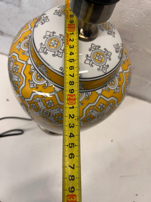 Pair of New Yellow Ceramic Patterned Table Lamps - 48cm - 2ndhandwarehouse.com