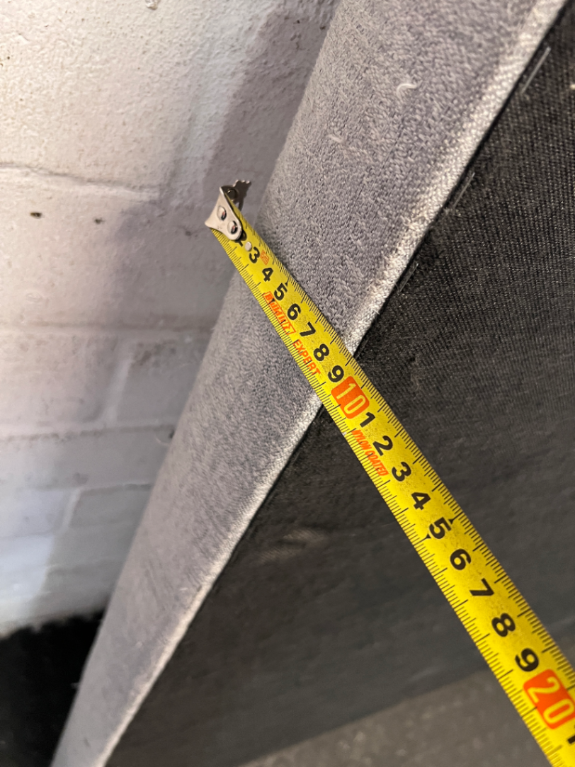 Grey Studded Double Headboard - Minor Sun Discolouration - 2ndhandwarehouse.com