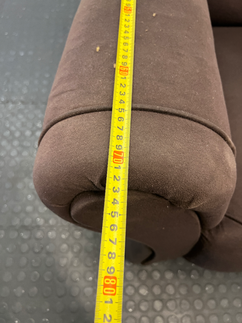 Brown Fabric 2-Seater Couch - Minor Wear to Arm and Base - 2ndhandwarehouse.com