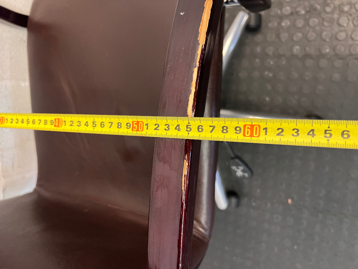 Leather Mid-Back Office Chair with Aluminium Base — Scuffed Arm Rests - Needs Upkeep - 2ndhandwarehouse.com