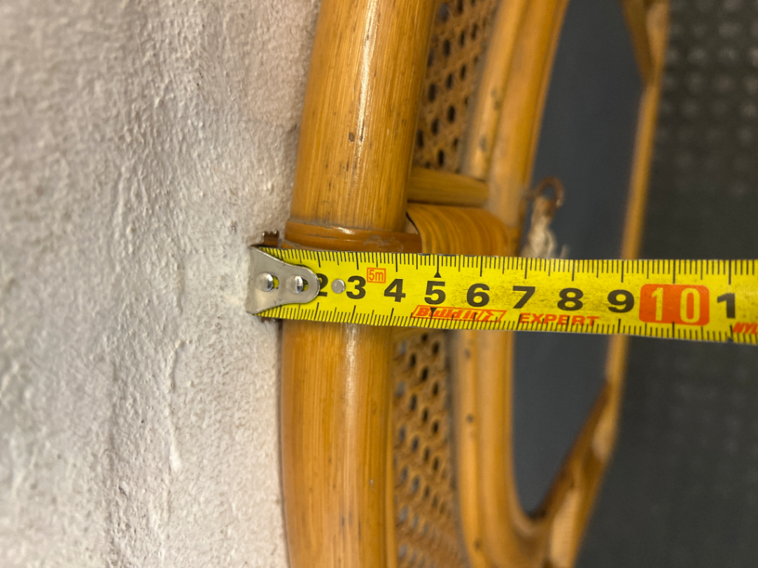 Arched Rattan and Cane Webbing Wall Mirror — Good Condition - 2ndhandwarehouse.com