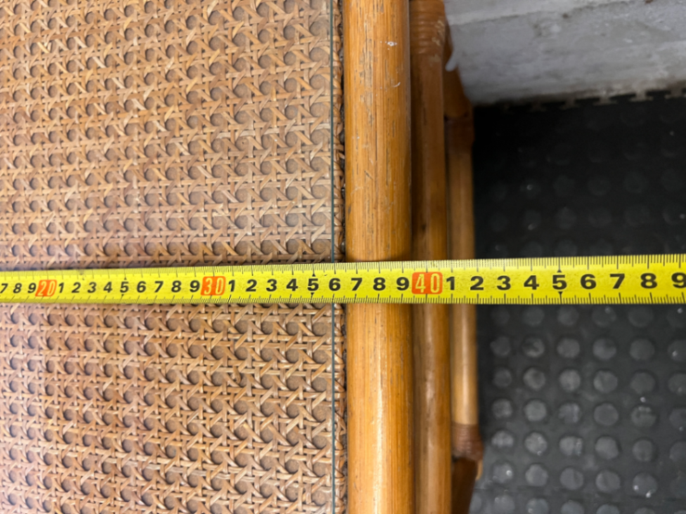 Bamboo Style Side Table with Glass Shelves — Fair Condition - Missing Drawer - 2ndhandwarehouse.com