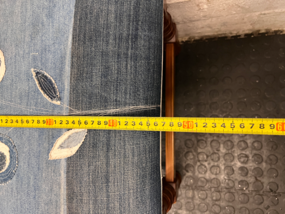 Turned Wood Dining Chair with Denim Patchwork Seat — Structural Repair Required and Altered Seat Covering - 2ndhandwarehouse.com