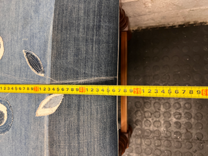 Turned Wood Dining Chair with Denim Patchwork Seat — Structural Repair Required and Altered Seat Covering - 2ndhandwarehouse.com